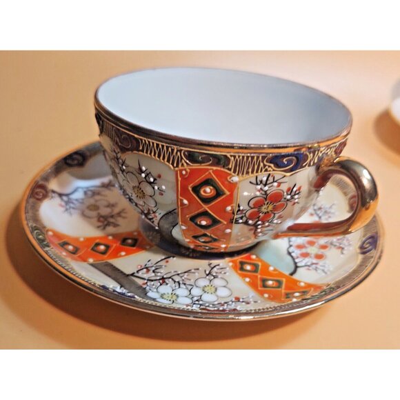 Antique Egg Shell Porcelain Hand Painted Lusterware Cup & Saucer Set RS Japan - Picture 16 of 16